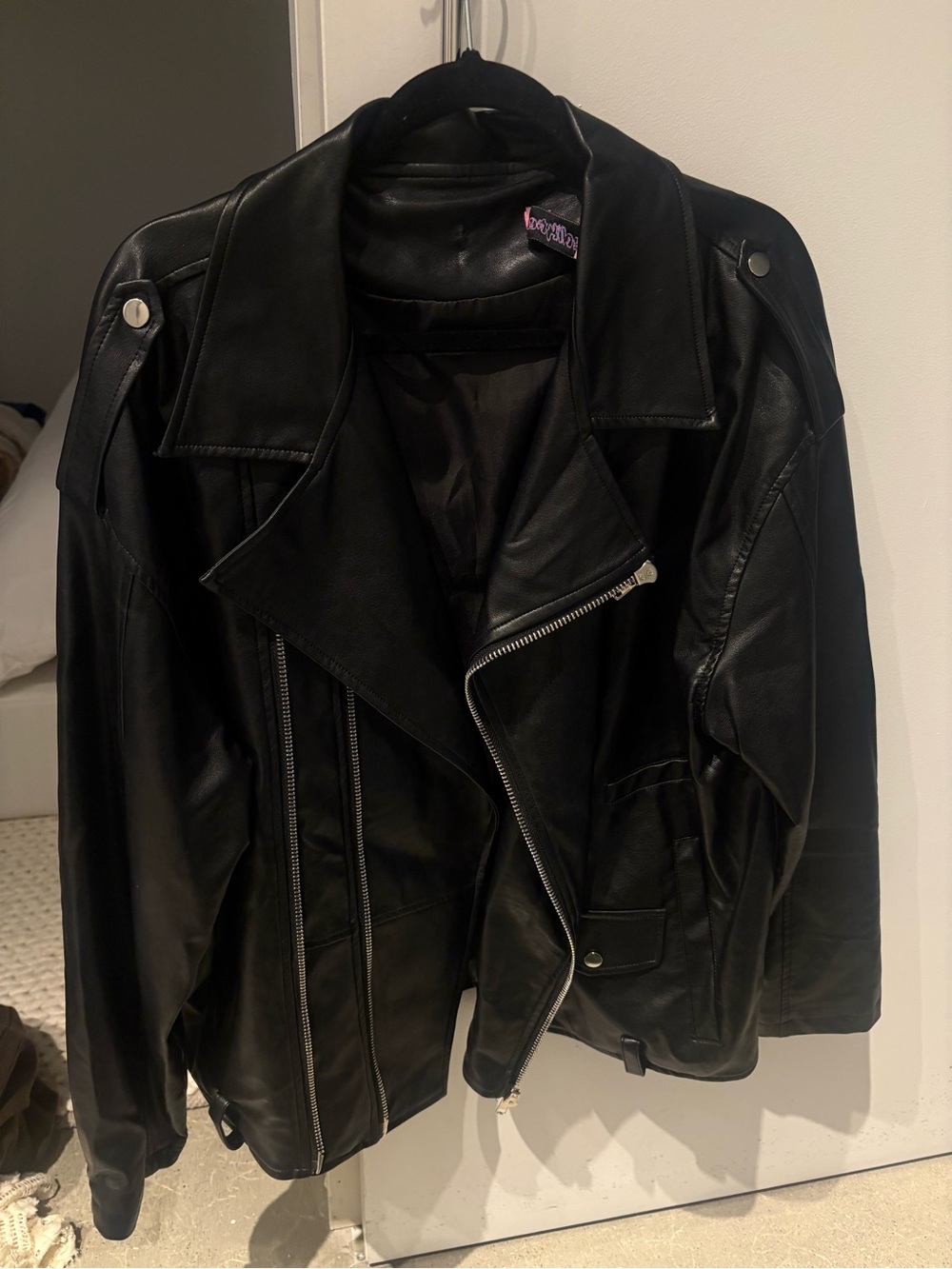 Edikted Black Leather Moto Jacket